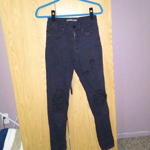 Express Black Highwaisted Ripped Skinny Jeans